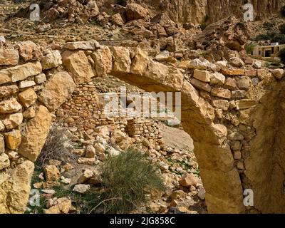 Unterwegs in Wadi Dana, Jordanien. Stockfoto