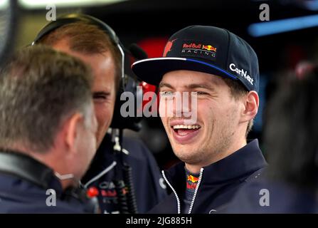 Datei-Foto vom 02-07-2022 von Red Bull's Max Verstappen, der am Samstag beim Großen Preis von Österreich auf der Pole-Position für das Sprint-Rennen starten wird. Ausgabedatum: Freitag, 8. Juli 2022. Stockfoto