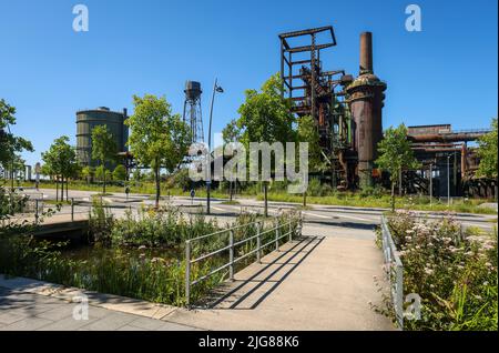 Hochofenanlage Phoenix West, Phoenixpark, Dortmund, Nordrhein-Westfalen, Deutschland Stockfoto