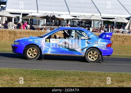 Christopher Daykin, Subaru Impreza GPN, Dawn of Modern Rallye, Forest Rally Stage, Goodwood Festival of Speed, The Innovators - Masterminds of Motor Stockfoto