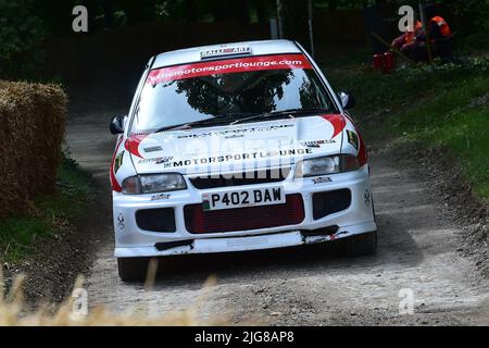 Dave Paveley, Mitsubishi Lancer Evo III, Dawn of Modern Rallye, Forest Rally Stage, Goodwood Festival of Speed, The Innovators - Masterminds of Moto Stockfoto