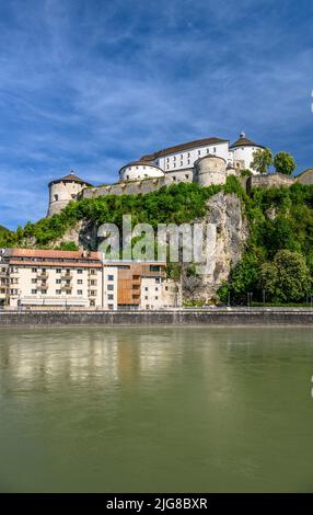 Österreich, Tirol, Kufstein, Inn, Altstadt und Festung Kufstein Stockfoto