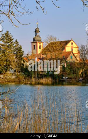 St. Martins Kirche in Wetzhausen, Stadtlauringen Markt, Bezirk Schweinfurt, Naturpark Hassberge, Unterfranken, Franken, Bayern, Deutschland Stockfoto