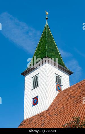 Turm der Evangelischen Kirche, erbaut 1768 Stockfoto