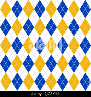 Argyle Muster gelb blau nahtloser Hintergrund. Vektorgrafik. Stock Vektor
