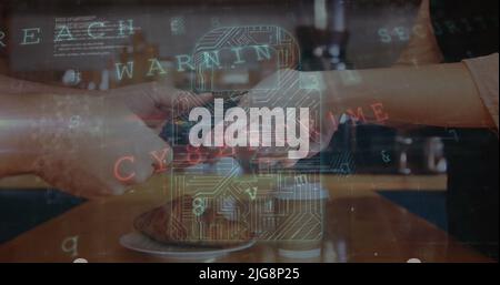 Bild der Datenverarbeitung über digitalen Tunnel Stockfoto