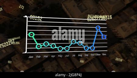 Bild der Verarbeitung finanzieller Daten über dem Stadtbild Stockfoto