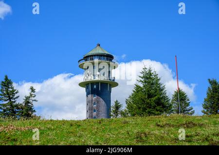 Deutschland, Baden-Württemberg, Schwarzwald, Feldberg, Blick auf den Feldbergturm. Stockfoto