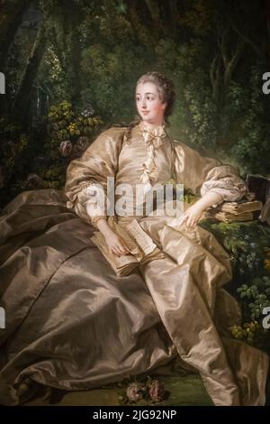 England, London, Knightsbridge, Victoria and Albert Museum, Portrait Madame de Pompadour, die Herrin König Ludwig XV von Frankreich von Francois Boucher datiert 1758 Stockfoto