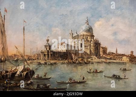 Gemälde mit dem Titel 'Venedig: Die Punta della Dogana mit S.Maria della Salute' des italienischen Künstlers Francesco Guardi aus dem Jahr 1770 Stockfoto