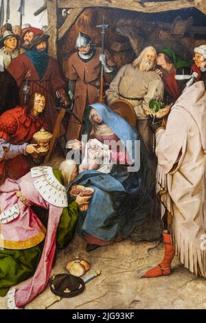 Gemälde mit dem Titel „die Anbetung der Könige“ des niederländischen Künstlers Pieter Bruegel der Ältere datiert 1564 Stockfoto