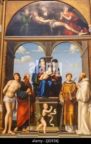 Gemälde des Buonvisi-Altars des italienischen Künstlers Francesco Francia aus dem Jahr 1510 Stockfoto