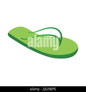 Grüne Pantoffeln, Illustration, Vektor auf weißem Hintergrund. Sandal Beach Wear Icon Vektor Emoji. Badeschlappen Badeschuhe Vektor-Design. Stock Vektor