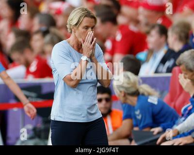 firo : Fußball 08.07.2022: Europameisterschaft der Frauen: Frauen Deutschland - Dänemark Bundescoach Martina Voss-Tecklenburg (Deutschland) Stockfoto