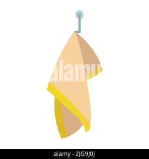 Badetuch Vektorgrafik Symbol isoliert weiß. Badezimmer sauber Textil-Design und Hygiene Baumwolle flach. Cartoon häusliche Objekt und Heim weichen Symbo Stock Vektor