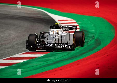 Spielberg, Österreich, 08.. Juli 2022, Yuki Tsunoda aus Japan tritt für die Scuderia AlphaTauri an. Qualifying, Runde 11 der Formel-1-Meisterschaft 2022. Stockfoto