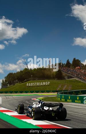 Spielberg, Österreich, 08.. Juli 2022, Yuki Tsunoda aus Japan tritt für die Scuderia AlphaTauri an. Qualifying, Runde 11 der Formel-1-Meisterschaft 2022. Stockfoto