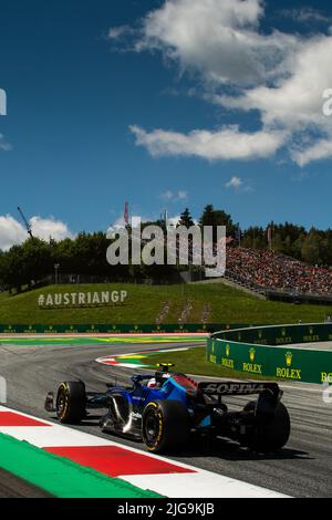 Spielberg, Österreich, 08.. Juli 2022, Nichola Latifi aus Kanada tritt für Williams Racing an. Qualifying, Runde 11 der Formel-1-Meisterschaft 2022. Stockfoto