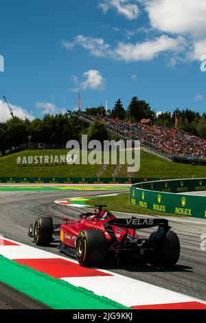 Spielberg, Österreich, 08.. Juli 2022, Charles Leclerc aus Monaco tritt für die Scuderia Ferrari an. Qualifying, Runde 11 der Formel-1-Meisterschaft 2022 Stockfoto