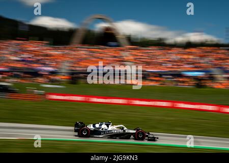 Spielberg, Österreich, 08.. Juli 2022, Yuki Tsunoda aus Japan tritt für die Scuderia AlphaTauri an. Qualifying, Runde 11 der Formel-1-Meisterschaft 2022. Stockfoto