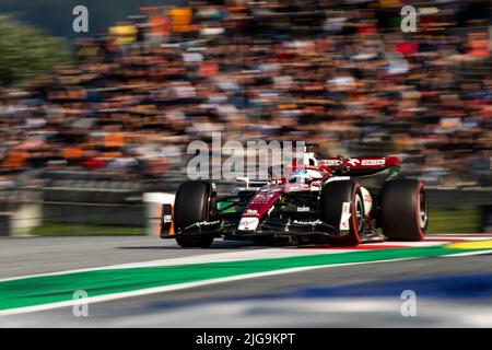 Spielberg, Österreich, 08.. Juli 2022, Valtteri Bottas aus Finnland tritt für Alfa Romeo Racing an. Qualifying, Runde 11 der Formel-1-Championons 2022 Stockfoto