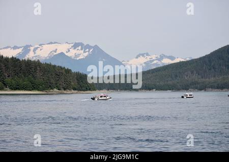 Angelboote in Juneau, Alaska, USA Stockfoto