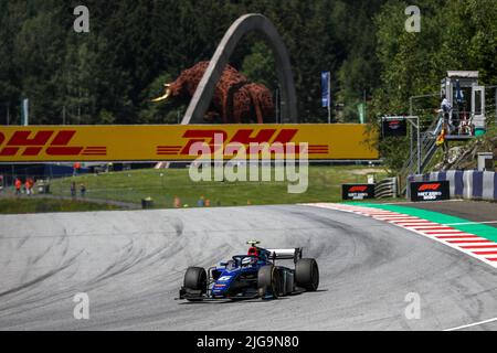 06 SARGEANT Logan (usa), Carlin, Dallara F2, Aktion während des 8.. Rennens der FIA Formel 2 Meisterschaft 2022, auf dem Red Bull Ring, vom 8. Bis 10. Juli 2022 in Spielberg, Österreich - Foto: Sebastian Rozendaal/DPPI/LiveMedia Stockfoto