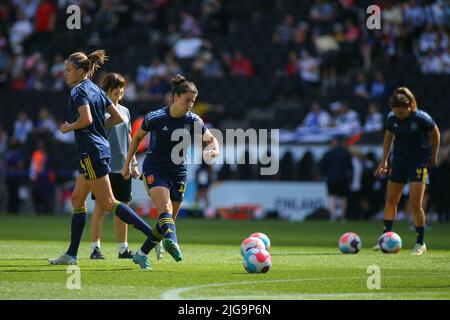 VEREINIGTES KÖNIGREICH. 08.. Juli 2022. Milton Keynes, England, 8. 2022. Juli: Lucia Garcia (17 Spanien) während des UEFA Womens Euro 2022 Fußballspiels zwischen Spanien und Finnland im Stadium MK in Milton Keynes, England. (Pedro Soares/SheKicks/SPP) Quelle: SPP Sport Press Photo. /Alamy Live News Stockfoto