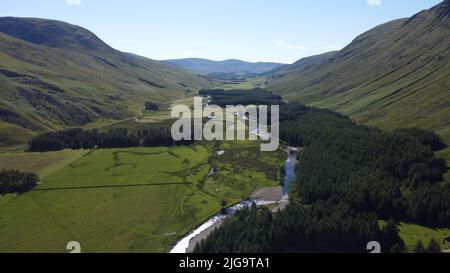 Luftaufnahme von Glen Clova in den schottischen Highlands von Angus Scotland UK Stockfoto