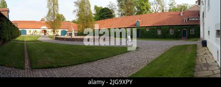 Schloss Fasanerie, Schlossanlage aus dem 1700s, bei Fulda, Haushof, Panoramaaufnahme, Eichenzell, Deutschland Stockfoto