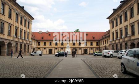 Fürstliches Stadtpalais, Stadtschloss, erbaut im 18.. Jahrhundert, Innenhof, heute Sitz der Stadtverwaltung, Fulda, Deutschland Stockfoto