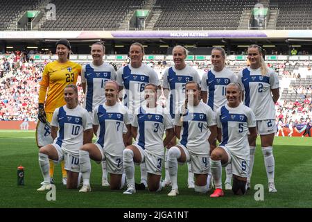 Milton Keynes, Großbritannien. 08.. Juli 2022. Milton Keynes, England, 8. 2022. Juli: Foto des finnischen Teams während des UEFA-Fußballspiels der Frauen zur Euro 2022 zwischen Spanien und Finnland im Stadium MK in Milton Keynes, England (Natalie Mincher/SPP) Quelle: SPP Sport Pressefoto. /Alamy Live News Stockfoto