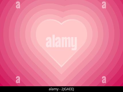 Konzentrische Herzen rosa Farbverlauf Hintergrund. Vektorgrafik Stock Vektor