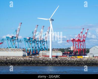 Liverpool2 ist eine Erweiterung des Containerterminals an den Fluss Mersey in Seaforth, eine Erweiterung des Containerterminals Seaforth Dock. Stockfoto