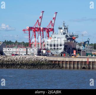 Liverpool2 ist eine Erweiterung des Containerterminals an den Fluss Mersey in Seaforth, eine Erweiterung des Containerterminals Seaforth Dock. Stockfoto