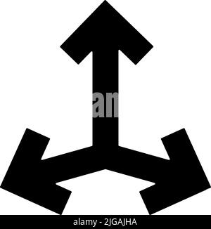 Symbol mit drei seitlichen Pfeilen. Einfache Glyphe, flacher Vektor von Pfeilsymbolen für UI und UX, Website oder mobile Anwendung auf weißem Hintergrund Stock Vektor