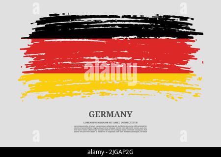 Deutschland Flagge mit Pinselstrich Effekt und Informationstextplakat, Vektor Hintergrund Stock Vektor