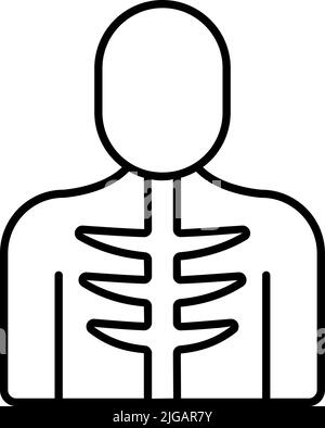 Symbol für Rippen, Mann, Knochen. Einfache dünne Linie, Umrissvektor von Symbolen für Knochenverletzungen für UI und UX, Website oder mobile Anwendung auf weißem Hintergrund Stock Vektor