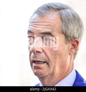 Nigel Farage, Sender, ehemaliger Vorsitzender der UK Independence Party, UKIP, und der Brexit-Partei, ehemaliger britischer Politiker Stockfoto