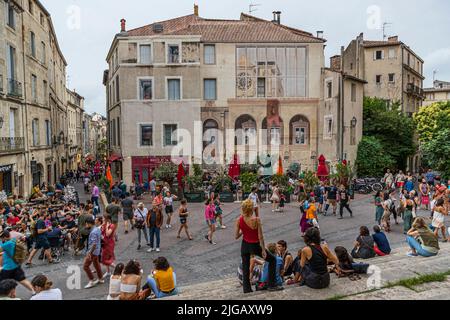 Wandgemälde Fresko Place Saint Roch in Montpellier, Frankreich Stockfoto