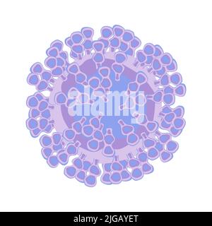 Viren- oder Bakterienzelle auf weißem Hintergrund isoliert. Pathogene Zelle des Influenza-Covid-Virus. Vektorgrafik. Stock Vektor