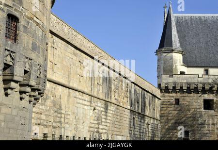 Gebäude in Nantes, klassische Architektur, Schloss der Herzöge der bretagne Stockfoto