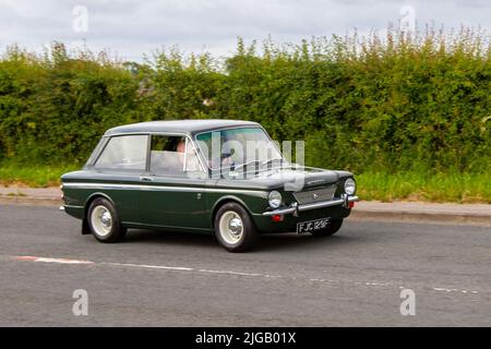 1968 60s Green Sixties Singer Chamois IMP Sport 875cc Benziner; unterwegs zum Hoghton Tower für das Supercar Summer Showtime Car Meet, das von Great British Motor Shows in Preston, Großbritannien, organisiert wird Stockfoto