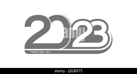 Frohes Neues Jahr 2023. Stilisierte Zahl 2023 für Neujahrs- und Weihnachtsgrüße. Stock Vektor