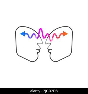 Doppelt von zwei männlichen Profilen, Empathie-Symbol. Coaching-Logo, Beziehungen, Kommunikationssymbol. Vektorgrafik Stock Vektor