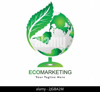 Eco Marketing Logo grün Marketing Globus Umwelt Symbol Symbol Blatt Vektor Logo gehen grün Logo Stock Vektor