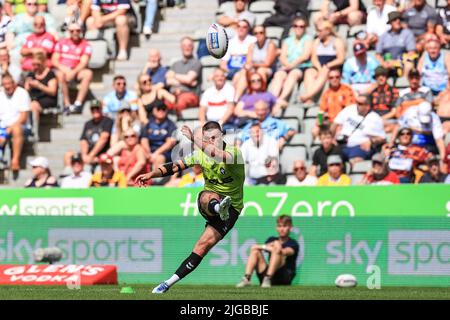 Newcastle, Großbritannien. 09.. Juli 2022. Max Jowitt #1 von Wakefield Trinity wandelt sich am 7/9/2022 für ein Tor in Newcastle, Großbritannien. (Foto von Mark Cosgrove/News Images/Sipa USA) Quelle: SIPA USA/Alamy Live News Stockfoto