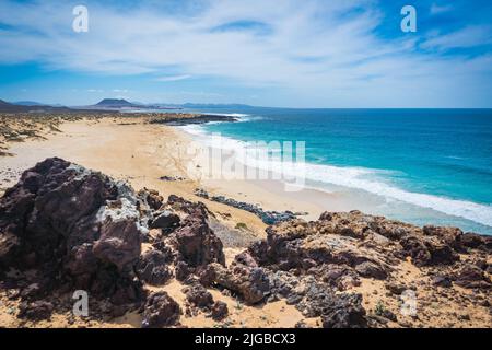 Blick auf den Strand von Playa de las Conchas Stockfoto