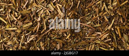 Trocken Hojicha grünen Tee Blätter, Nahaufnahme Stockfoto