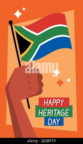 Happy Heritage Day Schriftzug und Flagge Stock Vektor